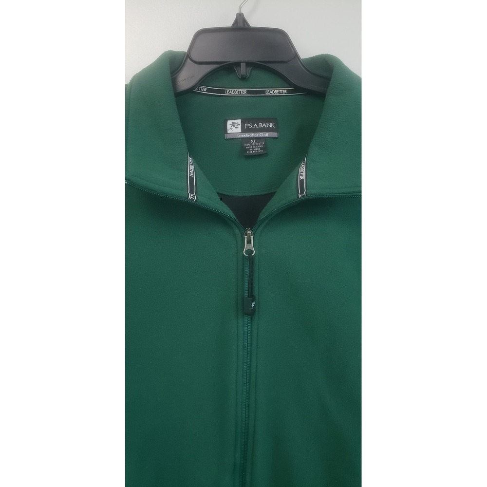JOS A BANK LEADBETTER GOLF Full Zip Performance Jacket Green Microfleece Size XL